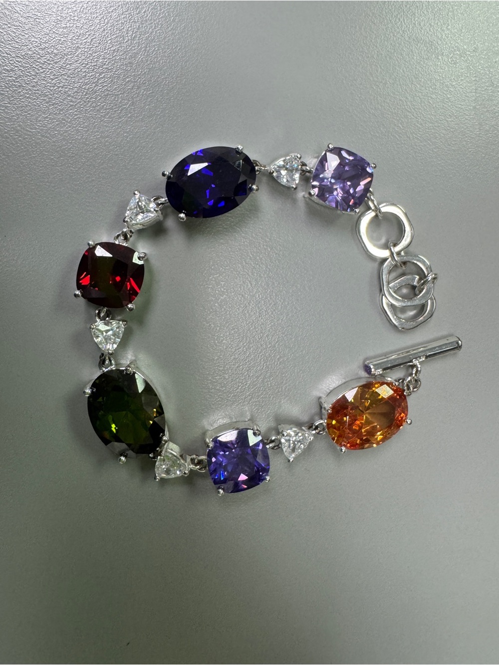 Vintage NVC Multicolor Statement Bracelet Purple Red Green Amber Crystal